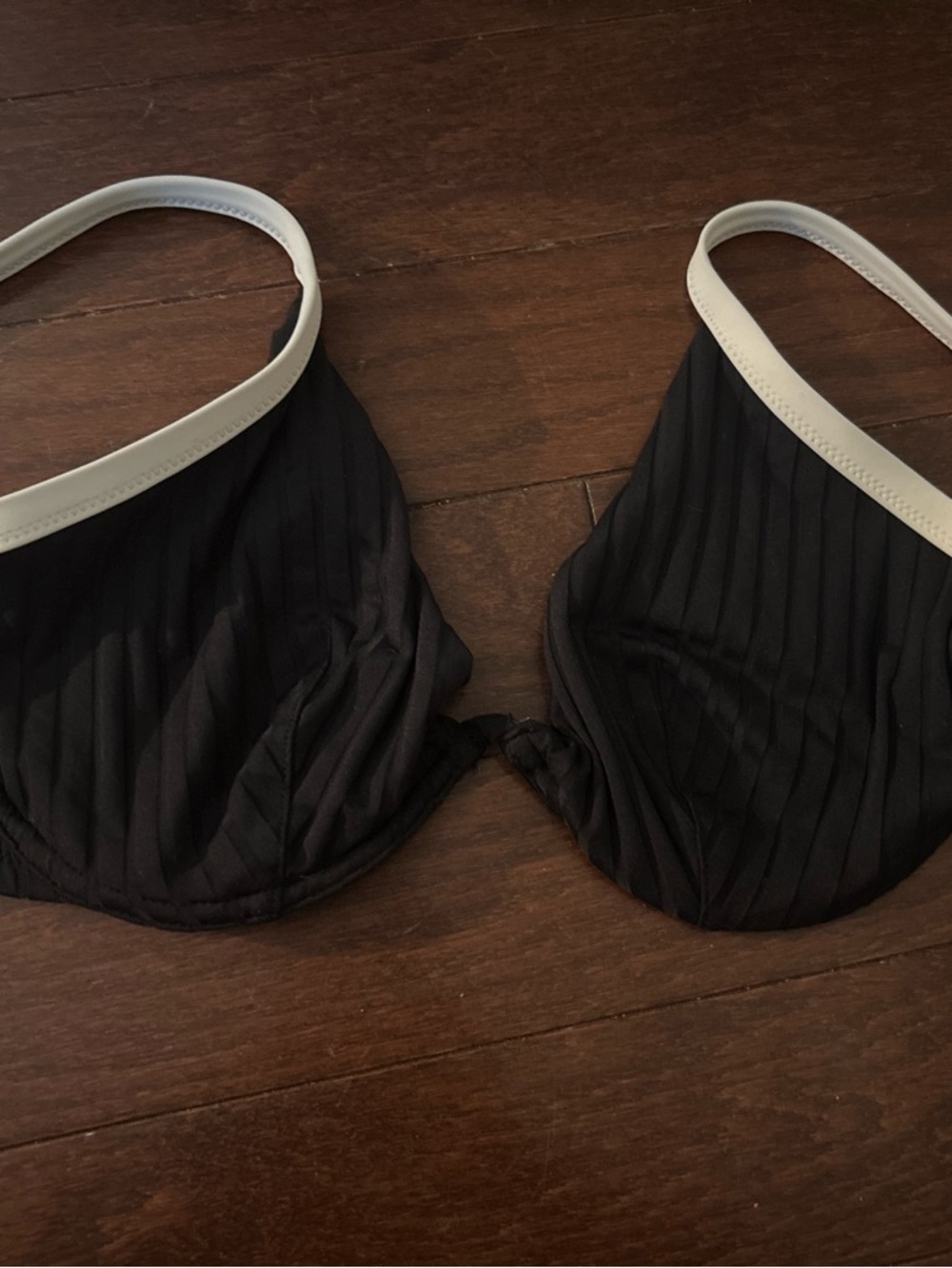 Aerie Black Bikini Top with White Straps